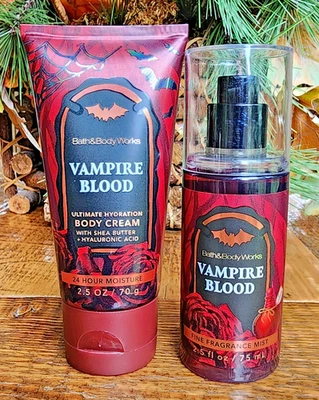 2PC~2025 🦇HALLOWEEN ~🧛‍🩸VAMPIRE BLOOD~Bath Body ~MIST/CREAM Travel Size - Image 1 of 2