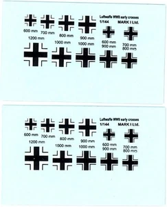 Mark I Decals 1/144 GERMAN WORLD WAR II LUFTWAFFE EARLY CROSSES Balkenkreuze - Picture 1 of 2