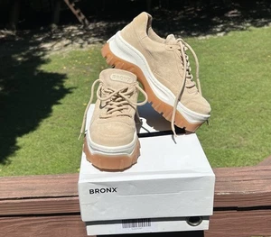 Bronx Jaxstar W/Gum Sole Womens Neutral Suede Chunky Streetwear Sneakers|Sz:36EU - Picture 1 of 24