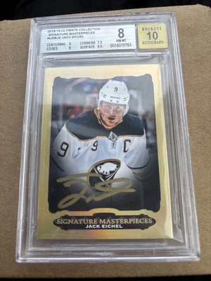 2018-2019 Ultimate Collection Signature Masterpieces Jack Eichel BGS 8 Foto 1 de 2
