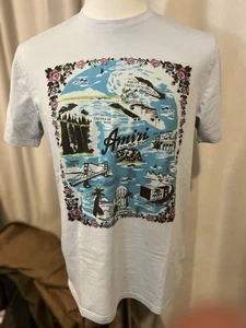 Camiseta grande para hombre Amiri azul claro con gráficos de California - Imagen 1 de 7
