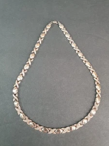 Sterling Silver 925 A “Hugs & Kisses” Diamond Cut XOXO Necklace 17.5”, 22 gm - Picture 1 of 15