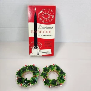 Victrylite Candle Decorative Rings for Drip Protectors Christmas Holly Vtg 1960s - Picture 1 of 7