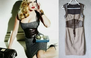De Colección Bebe Talla 4 Vestido Movible Cuero Cordones Corsé Marrón Tweed Lana Pin Up Retro - Imagen 1 de 18