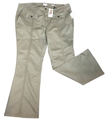 Womens Size 16 Khaki Utility Cargo Flare Leg Pants High Rise Stretch Y2K NEW - Image 1 of 4