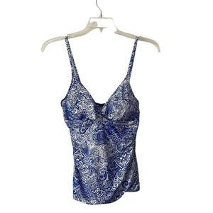 Lauren Ralph Lauren Blue White Print Size 12 Women's Underwire Tankini - Picture 1 of 8