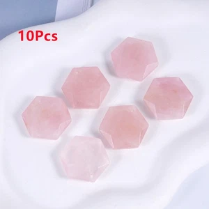 Cuentas colgantes hexagrama facetadas cuarzo rosa natural 28x25x7 mm 10 piezas hágalo usted mismo HT2866 - Imagen 1 de 5