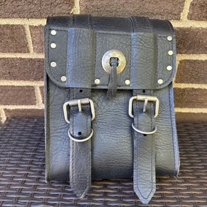 All American Rider BLACK Box Style Leather Bag 12x8x3” SILVER Buckles Studs USA - Bild 1 von 14