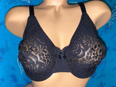 Nuevo sin etiquetas Sujetador Wacoal 851205 Negro Halo Floral Elastizado Encaje Convertible Gancho en J 40C Foto 1 de 4