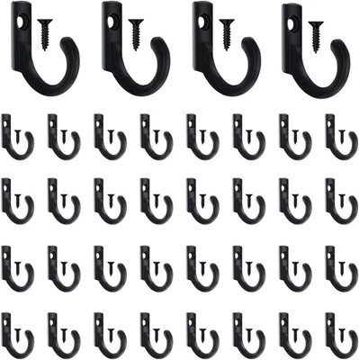 58 Pieces Key Hooks, Black Small Hooks for Hanging Hat, Jewelry, Steel Metal Hoo - Image 1 of 4
