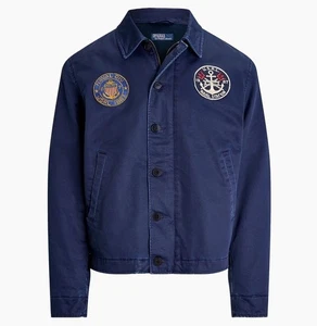 Chaqueta utilitaria de satén Polo Ralph Lauren azul marino talla grande $498 - Imagen 1 de 8