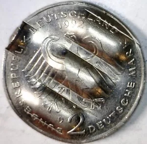 1992 ERROR WAFFLED German 2 Mark BU + Coin 2 Cent Germany RARE Waffle LOT #7 NR - Picture 1 of 4