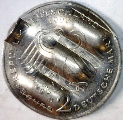 1992 ERROR WAFFLED German 2 Mark BU + Coin 2 Cent Germany RARE Waffle LOT #7 NR - Image 1 of 4