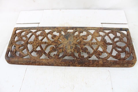 Vintage Antique Cast Iron Decorative Ornate Grate Vent Cover Oven Metal Old Cover