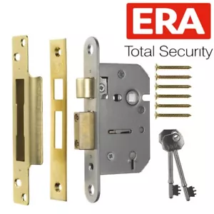 2.5" ERA VISCOUNT 5 LEVER BRASS SASH LOCK/BOLT Mortice Anti-Pick Reversible - Picture 1 of 14