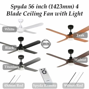 Ventair Spyda 56" 1423mm 4 Blade Indoor/Outdoor Ceiling Fan with CCT LED Light - Picture 1 of 8