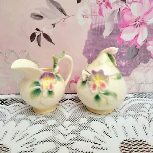 Franz Porcelain Cream Jug & Sugar Box Set, 3D Flowers, Pretty Tableware - Picture 1 of 8