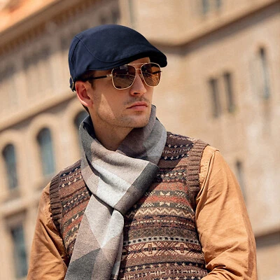 Men Ivy Flat Hat Solid Cotton Newsboy Gatsby Cap Golf Driving Irish Ascot Cabbie - Image 1 of 4