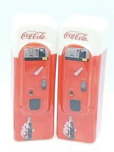 Coca-Cola Ceramic Vending Machine Salt and Pepper Shakers Nostalgia Collectible - Picture 1 of 8