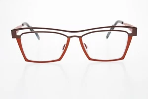 THEO ENGETSU 431 ORANGE BROWN TITANIUM EYEGLASSES BELGIUM 53/15 MM W/ CASE - Picture 1 of 9