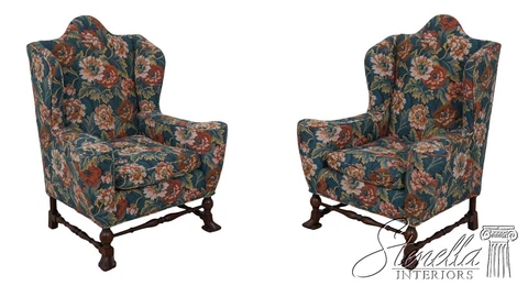 60103EC: Pair Vintage George III Style Winged Throne Chairs	 Cover