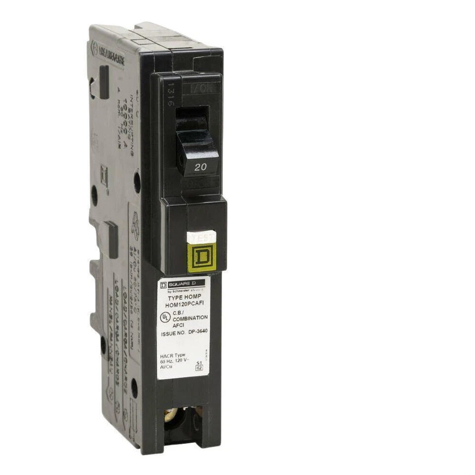 Square D Homeline 1 Pole 20A 120VAC Mini Circuit Breaker - HOM120PCAFI