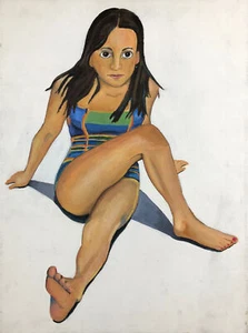 Girl Posing, circle of Wayne Thiebaud, signed verso - Picture 1 of 5