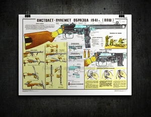 Soviet Russian Military Weapon Poster Print Machine Pistol Shpagin PPSh-41 - Picture 1 of 2
