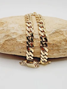 10KT Yellow Gold *Solid Cuban Bracelet Box Clasp 8" long x 7.7mm Box Clasp - Picture 1 of 10