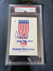 Jerry West Signed Basketball HOF Card Lakers 1980-2010 Inscr PSA/DNA Auto Gem 10 - Picture 1 of 5