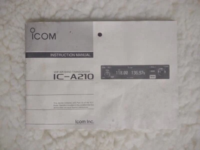 GENUINE ORIGINAL ICOM Inc. IC-A210 VHF Air BAND TRANSCEIVER INSTRUCTION MANUAL - Image 1 of 4