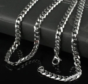 Collar de cadena de acero inoxidable macizo de 6 facetas con corte de diamante de 20-30" para hombre y niño - Imagen 1 de 6