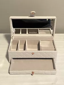 Pandora Schmuckkästchen Organizer Aufbewahrung grau mit Spiegel 7"x3,5"x3" - Bild 1 von 12