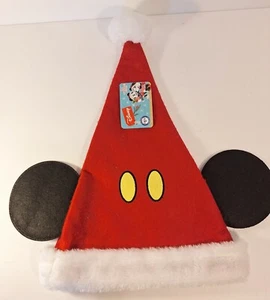 Christmas Hat Disney Mickey Ears Plush Hat One Size Felt Vintage Ruz - Picture 1 of 6