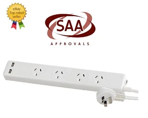 4/6 Way Socket Outlet Surge Protector PowerBoard Lead 2 USB Port Cord SAA AU - Picture 1 of 14