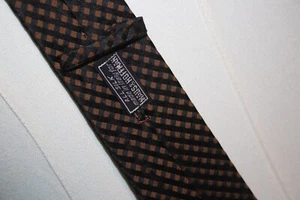 MAUS & HOFFMAN All Silk Made in Italy Black & Brown Checkered Silk Skinny Narrow - Picture 1 of 8