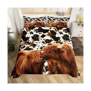 Highland Cattle Bedding Sets Queen Size, Farmhouse Western Wild Animal and Mi... - Picture 1 of 9