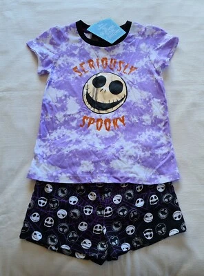 Disney Nightmare Before Christmas Girls Purple Black Printed Pyjama Set Size 5 - image 1 of 4