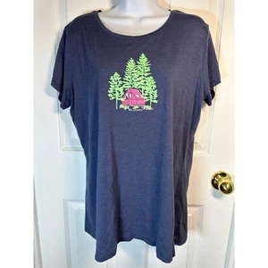Columbia Women's Navy Graphic T-Shirt Camping Outdoors Tee Top Size XL - Picture 1 of 7