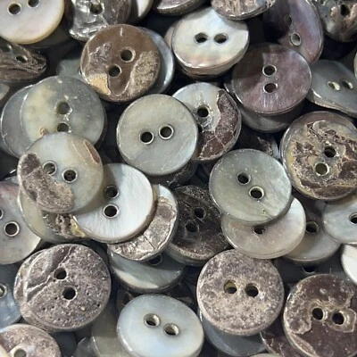 VERY RARE Smoke Iridescent REAL Pearl SHELL BUTTON Shirt Size 13/mm 1/2" 2hole - Image 1 of 3