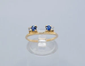(MA5) Lady's 14K Yellow Gold Sapphire & Diamond Ring .06 ctw 1.9 Grams Size 6.5 - Picture 1 of 6