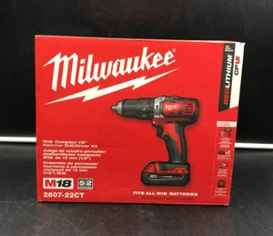 Milwaukee 2607-22CT M18 Red Lithium Compact 1/2" Hammer Drill/Driver Kit - NEW - Picture 1 of 6