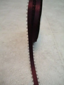 Deep Burgundy Feather Edge Double Sided Satin Ribbon 3/16” Wide X 7 Yards - Picture 1 of 3