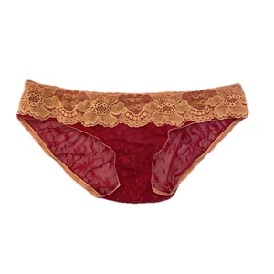CLEARANCE - Hale Bob Lace Brief in Peach and Burgandy - S, L - Picture 1 of 1