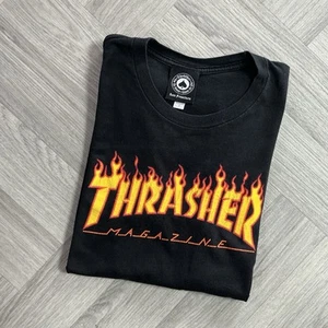 Thrasher Flame Logo T-Shirt โ Black Y2K - Picture 1 of 5