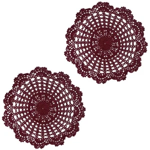 13in Lace Kitchen Placemats Handmade Crochet Mat Doilies 2PCS - Picture 1 of 14