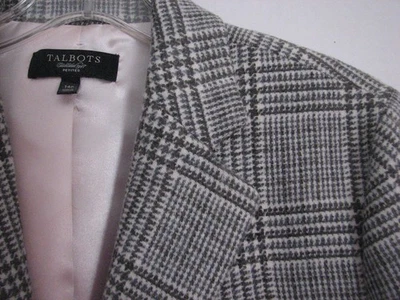 NWOTs Womens Talbots Blazer Gray Plaid Size 14 Petite 14P Jacket LP Wool Blend - Image 1 of 4