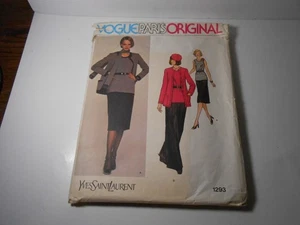 VTG Vogue Paris Original Yves Saint Laurent Sewing Pattern 1293 Size 12 UNCUT - Picture 1 of 2