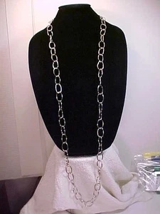 Milor Stainless Steel Oval Link Opera Length Necklace 48" - Picture 1 of 6