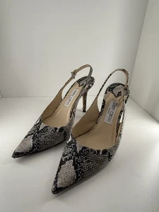 Snakeskin Open Toe Jimmy Choo Sling Back Heel. Size Euro 38 - Picture 1 of 4
